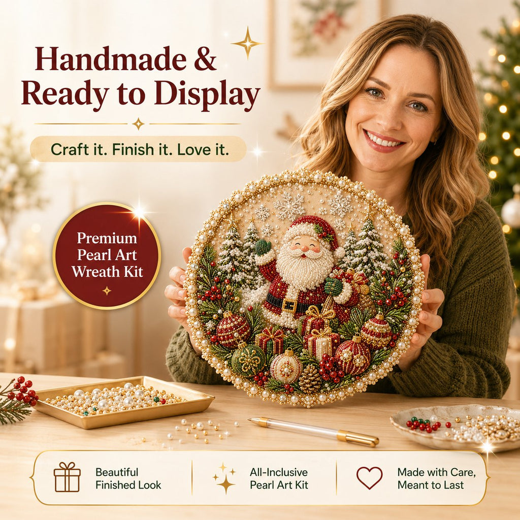 🌸🌻🍂🎄 Four Seasons & Holiday Pearl Art Hanging Wreath Kit | Luxury Flocked Canvas with Scratch-Resistant Non-Fading Pearl Beads DIY Handmade Seasonal Decor 💎