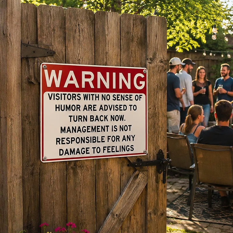 😂 Funny Warning‑Style Metal Door Sign, Humorous Wall Decor for Game Room Office Entryway