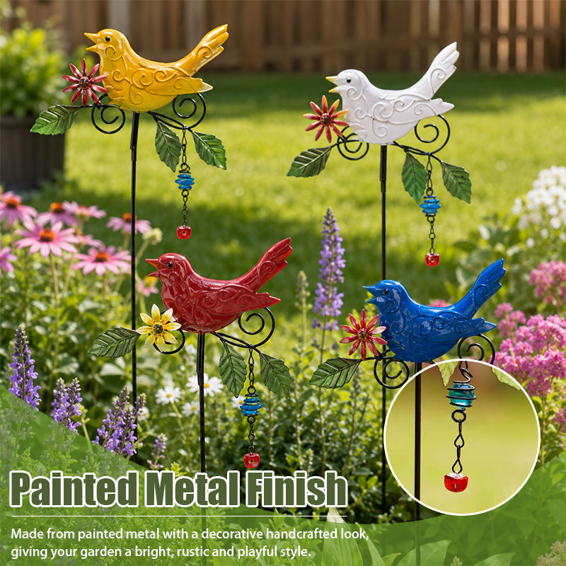 🐦 Colourful Metal Bird Garden Stake Decor