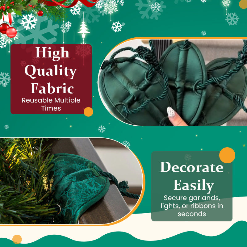 🎀 Reusable Soft Fabric Banister Garland Ties – Scratch‑Free Holiday Stair Decoration