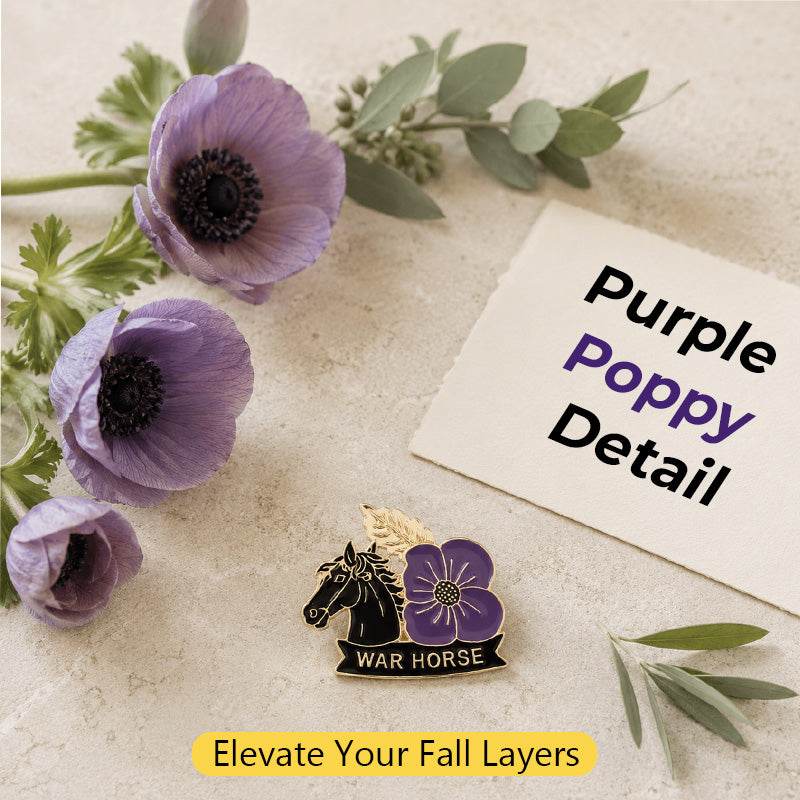 🌺 Purple Poppy Horse Memorial Brooch 💜 Meaningful Symbol Accessory