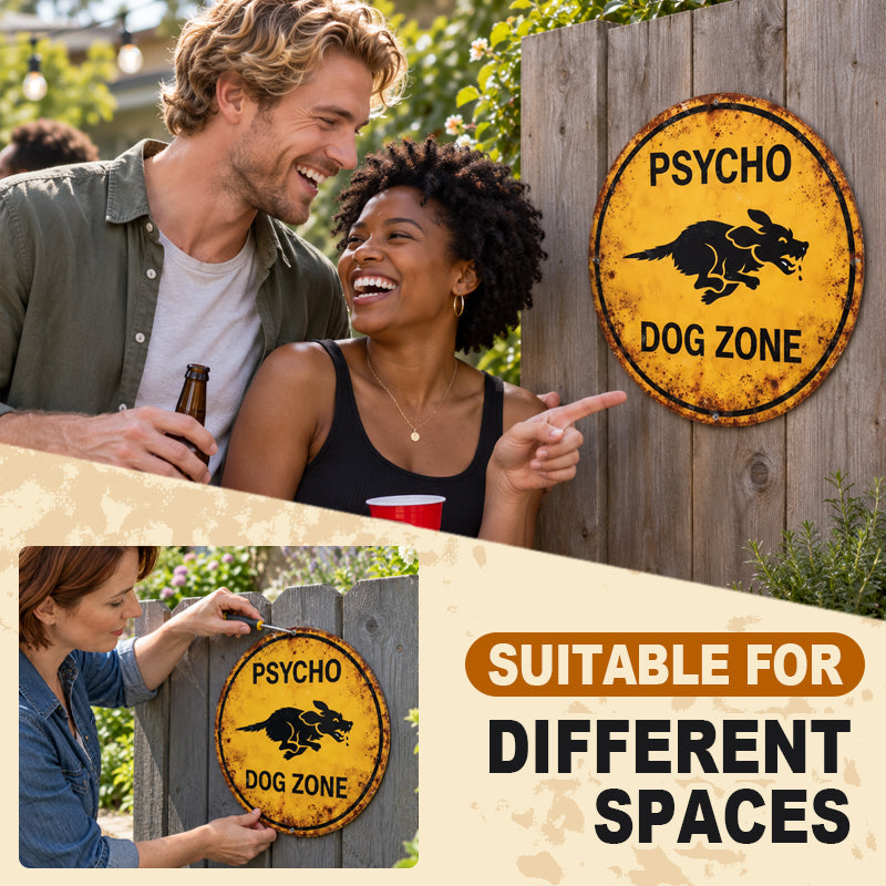 🐕⚠️ Psycho Dog Zone Funny Yard Sign – Cheeky Warning Plaque For Dog Owners!