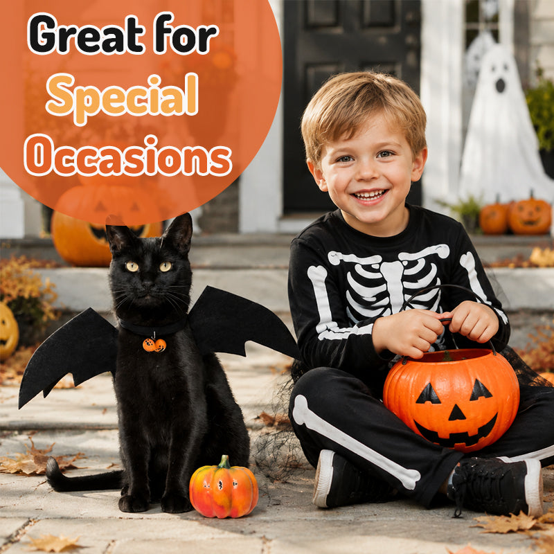 🦇 Halloween Bat‑Wing Pet Costume, Cute Spooky Wing Outfit for Cat Small‑Dog Holiday Photo Prop