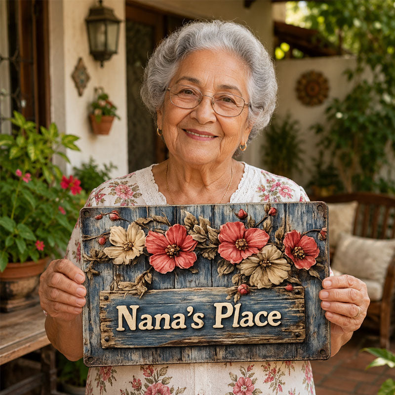 🌸Welcome to Nana's Place: Charming Floral Garden Sign & Home Accent