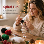 ☃️ Crochet Snowman Spiral Ornament DIY Kit | Complete Beginner-Friendly Set with Soft Yarn, Crochet Hook, Festive Beads, Snowflakes & Step-by-Step Guide 🧶🎄✨