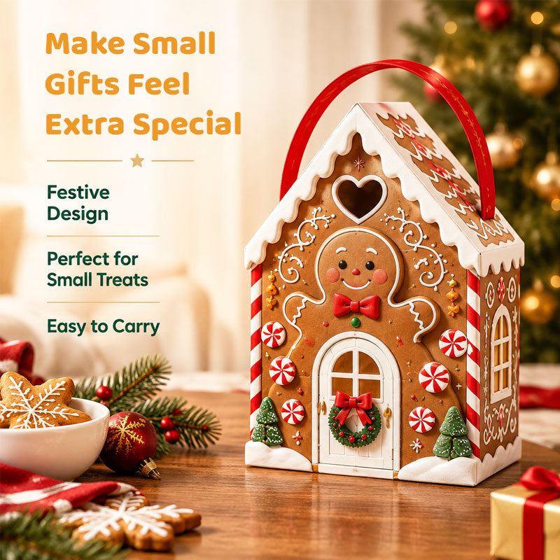🏠 Christmas Cottage Handle Gift Box – 3D House‑Shaped Festive Packaging For Small Treats