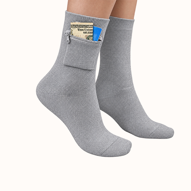 🧦 Hidden Zip Pocket Travel Socks | Discreet Secure Storage