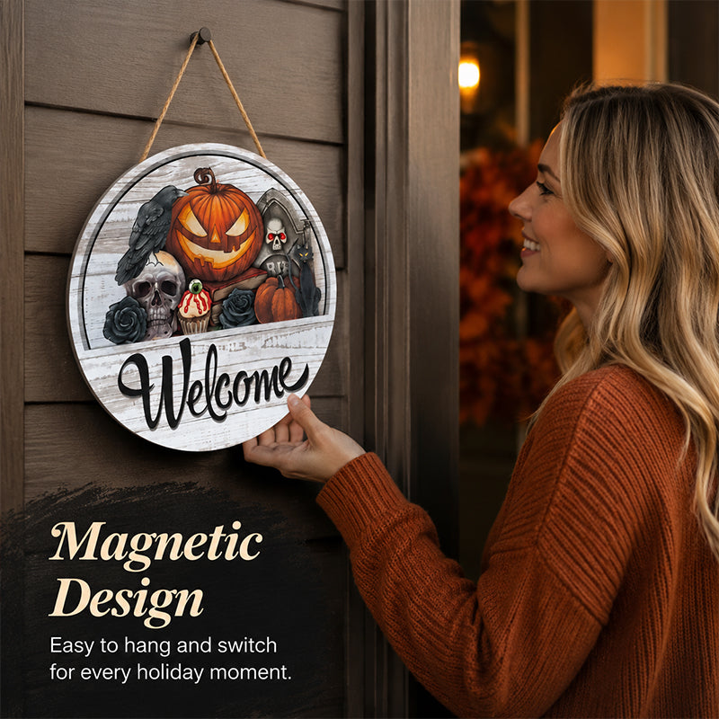 🎃 Magnetic Iron Welcome Sign