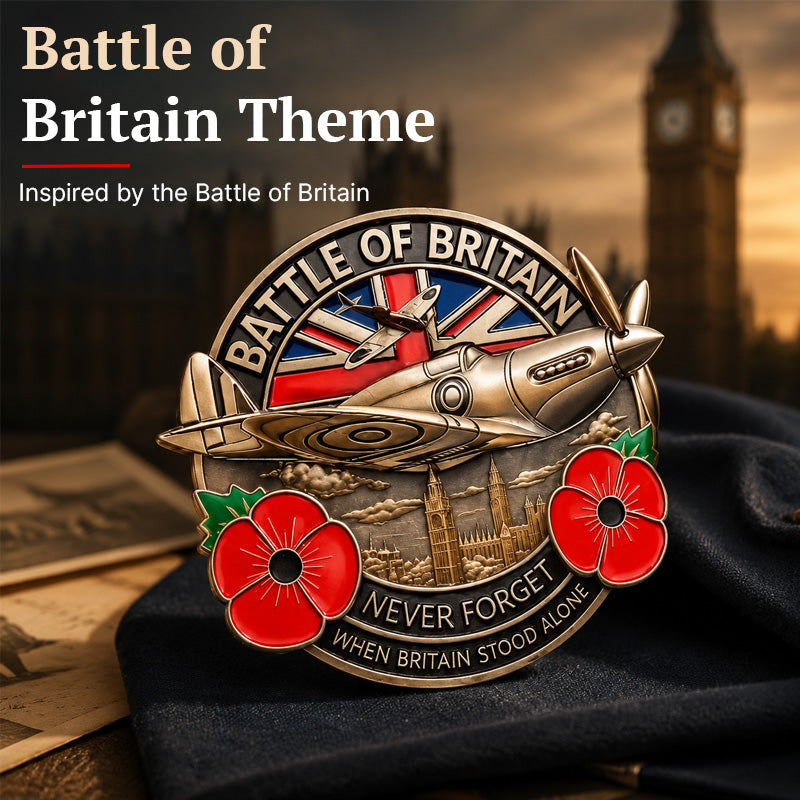 ✈️ Battle of Britain Commemorative Pin – Patriotic Remembrance Collectible With Poppy & Aircraft Motif