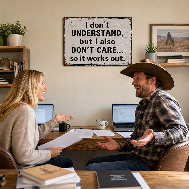 “I Don’t Understand, But I Also Don’t Care Sign”😏 Witty Rustic Wall Statement Ornament