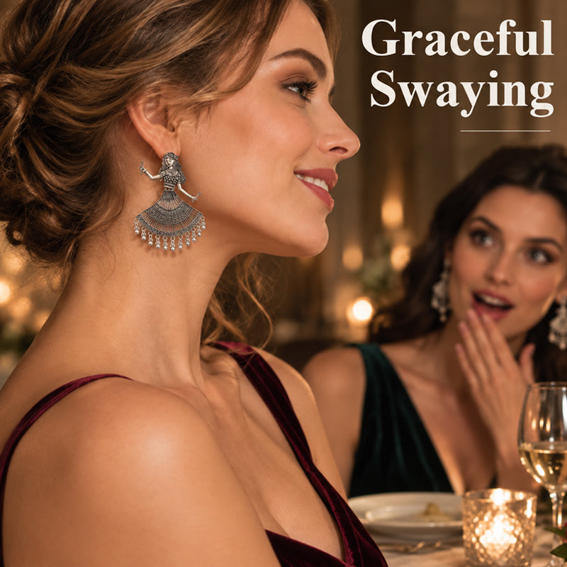 💃 Dancing Earrings – Artistic Dancer Silhouette Dangle Jewelry With Moving Drop Details