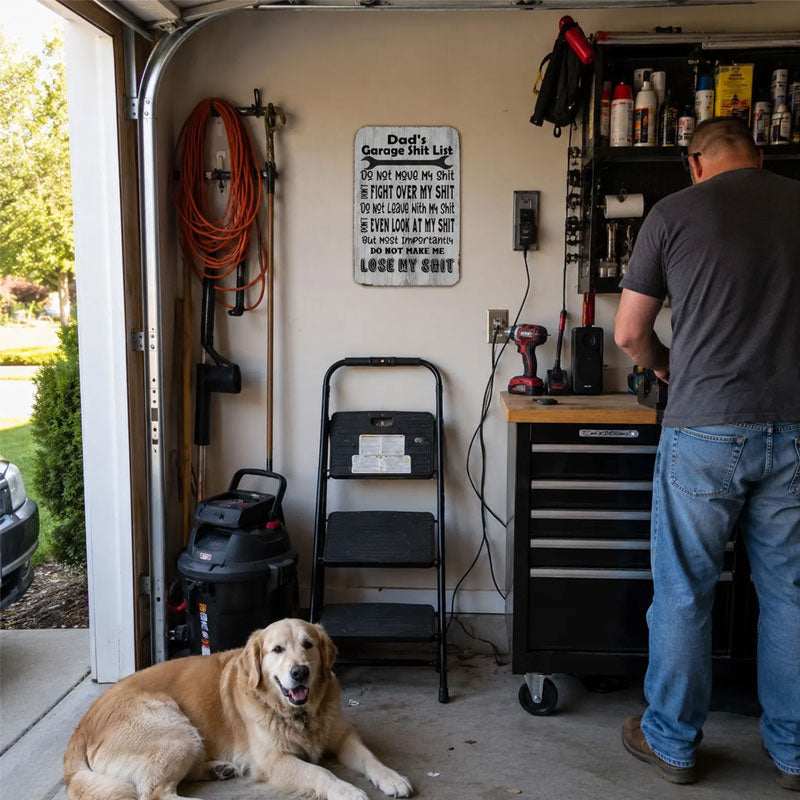 Dad's Garage Shit List Metal Sign🔧✨
