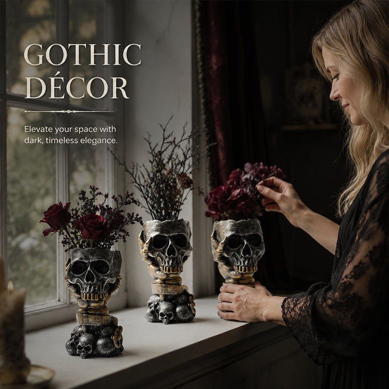 💀Skull Resin Planter - Halloween Goth Desktop Decor