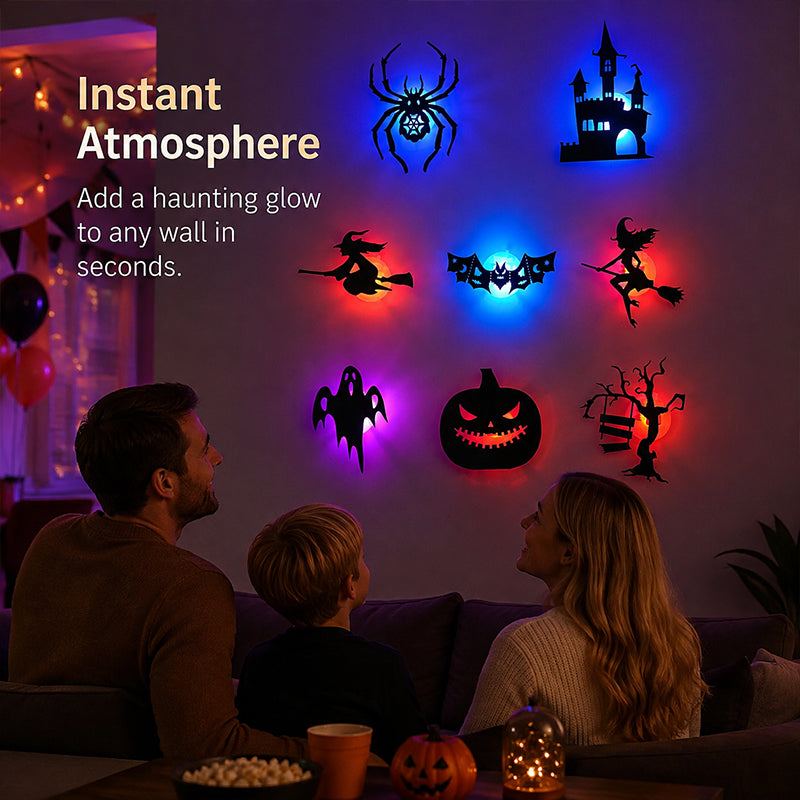🎃🦇 Assorted Spooky Shape Halloween Backlit Wall Lights