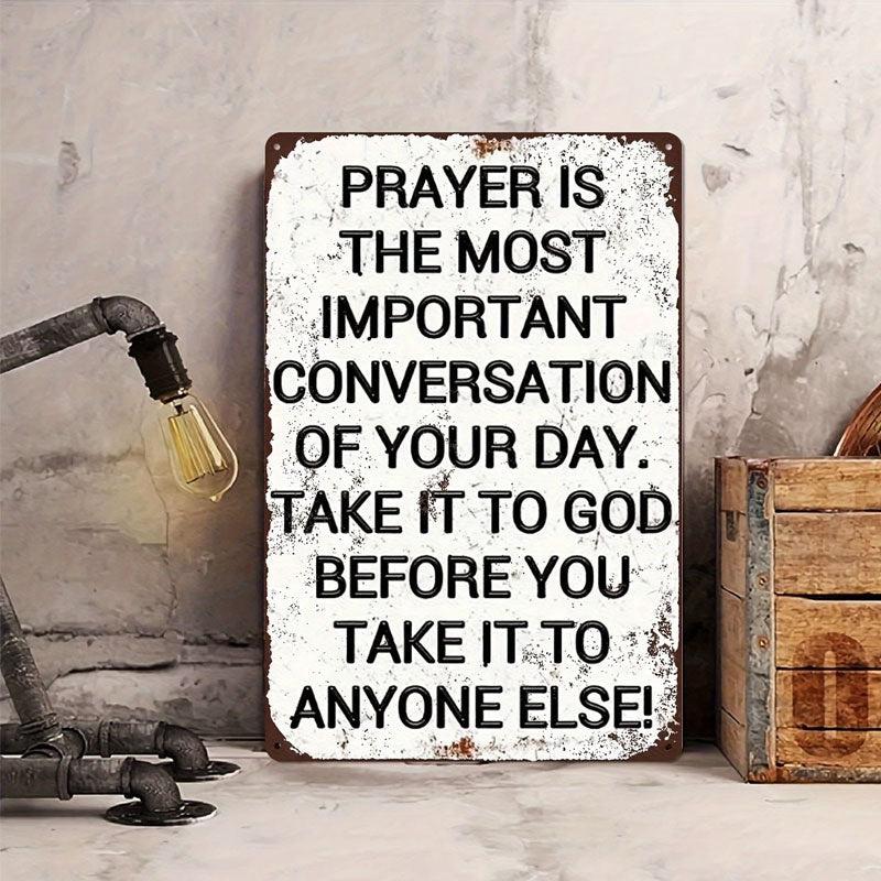 "First Conversation" Spiritual Wall Sign 🙏 — A Timeless Reminder to Seek Peace First