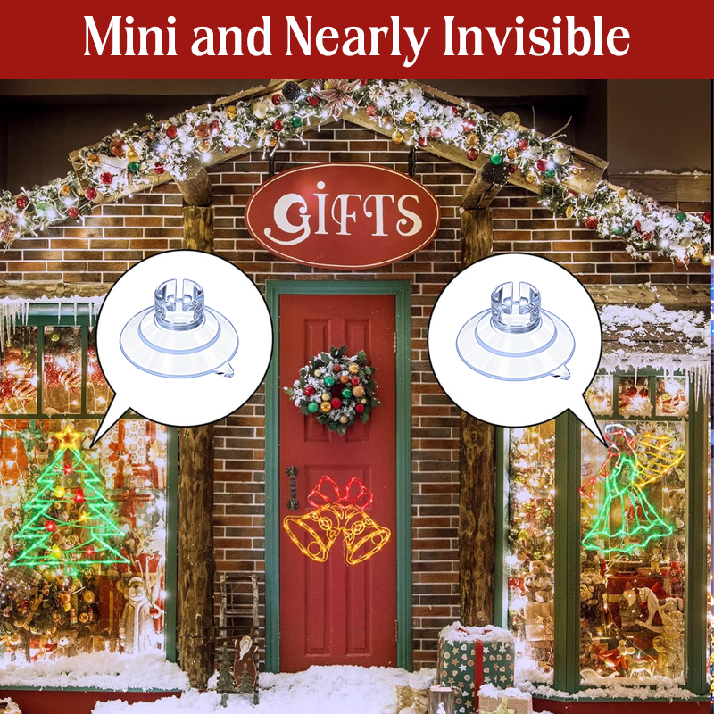 🎄Christmas Light Suction Cup Clips with Cable Slot | Holiday String Light Holder