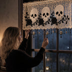 💀 Spooky Elegance Skull  Valance Curtain 🌹