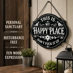 😄 Sassy Happy‑Place Vintage Metal Wall Sign, Funny Porch & Patio Wall‑Hanging Decor