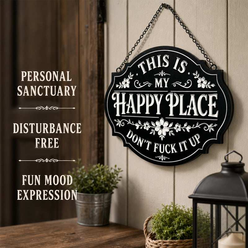 😄 Sassy Happy‑Place Vintage Metal Wall Sign, Funny Porch & Patio Wall‑Hanging Decor