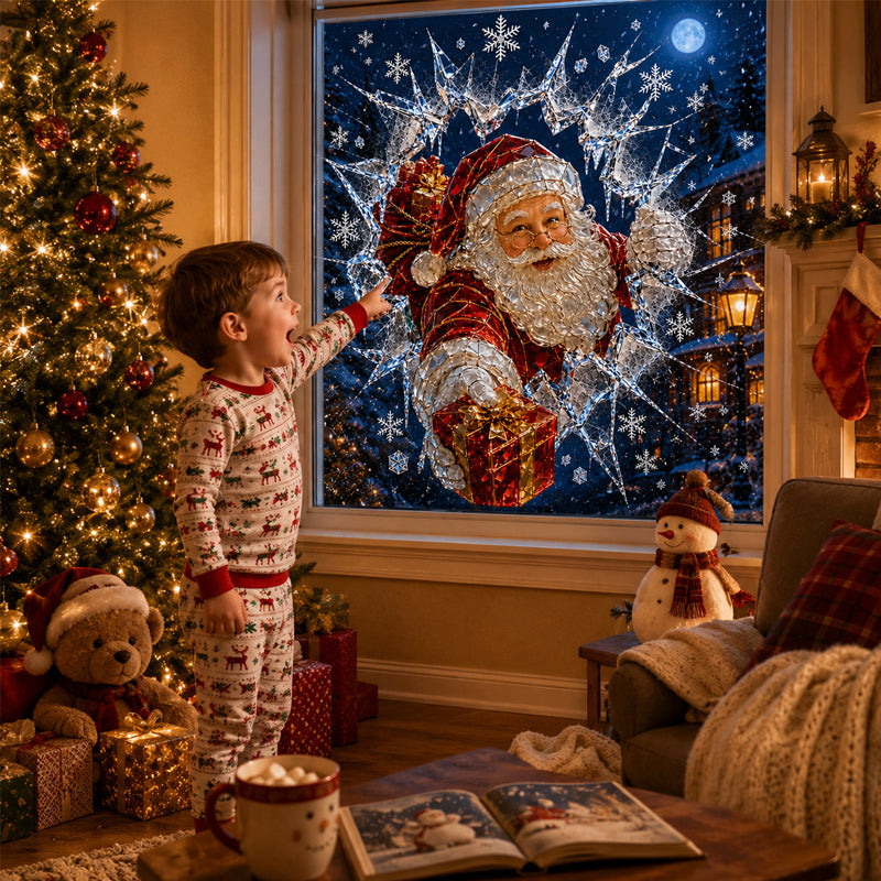 🎅 Sparkly Crystal Santa Decor｜Magical Christmas Window Display