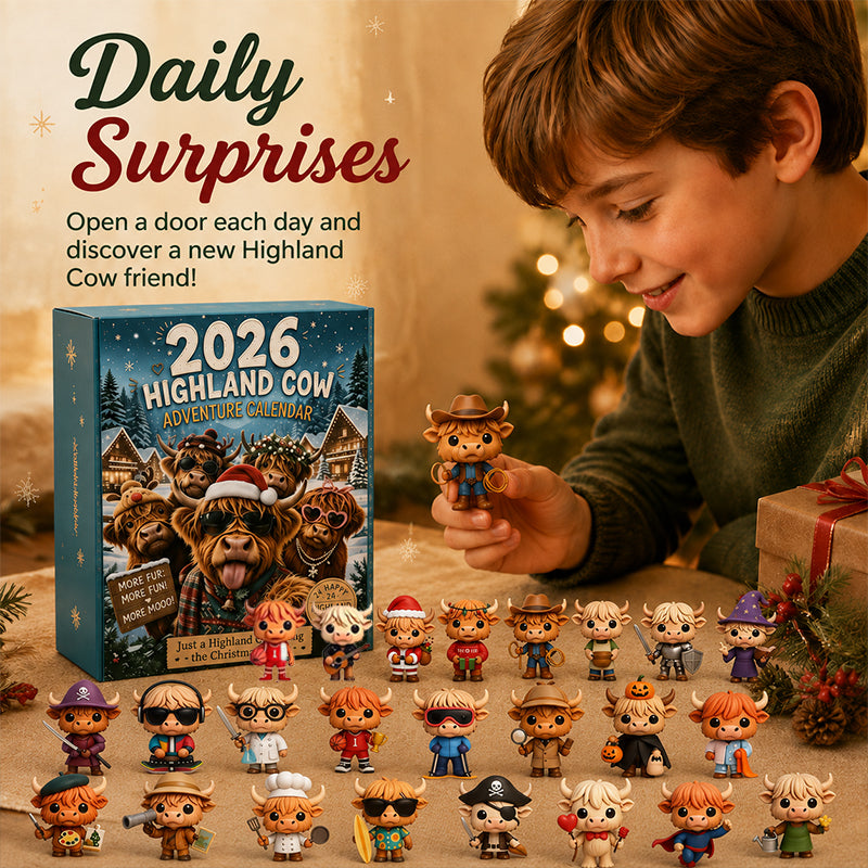🐂🎄 2026 Highland Cow 24‑Day Christmas Advent Calendar Collectible Figurines