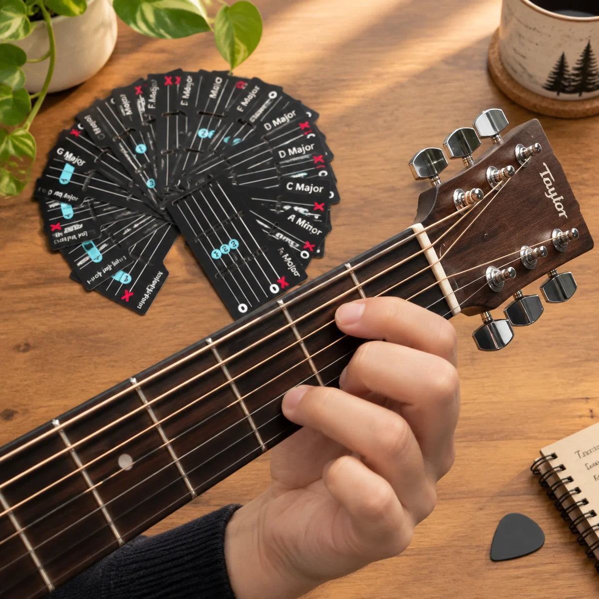 🎸 Guitar Chord Cards for Beginners –   For Right & Left-Handed Players ✨ (15Pcs )
