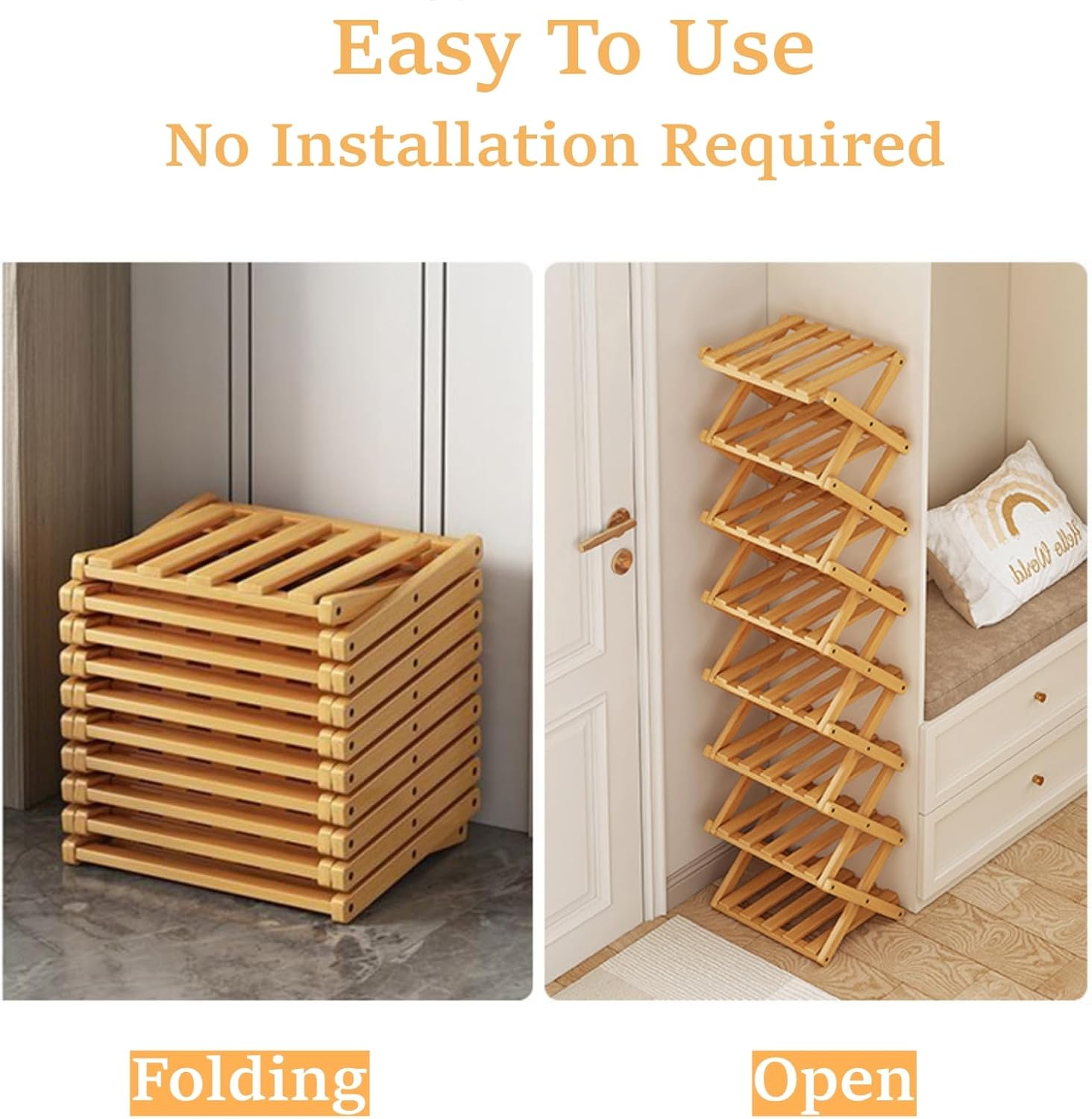 The 9-Tier No-Assembly Bamboo Rack!🌿👟