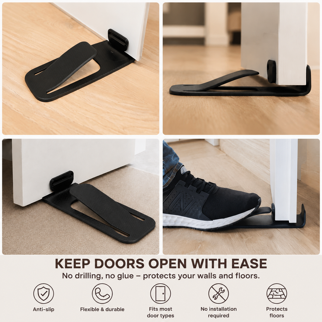 🚪 Discreet Multifunctional Door Stop ✨ Anti‑Pinch Safety Guard for Babies