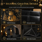 🎄 LIMITED‑TIME 50% OFF! ✨ Black Christmas Non Woven Gift Tote Bag – Gold Foil, Reusable, Sturdy Handles 🎁