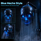 💀Cyber Mecha Skull Color Changing LED Pressure Boost Shower Head