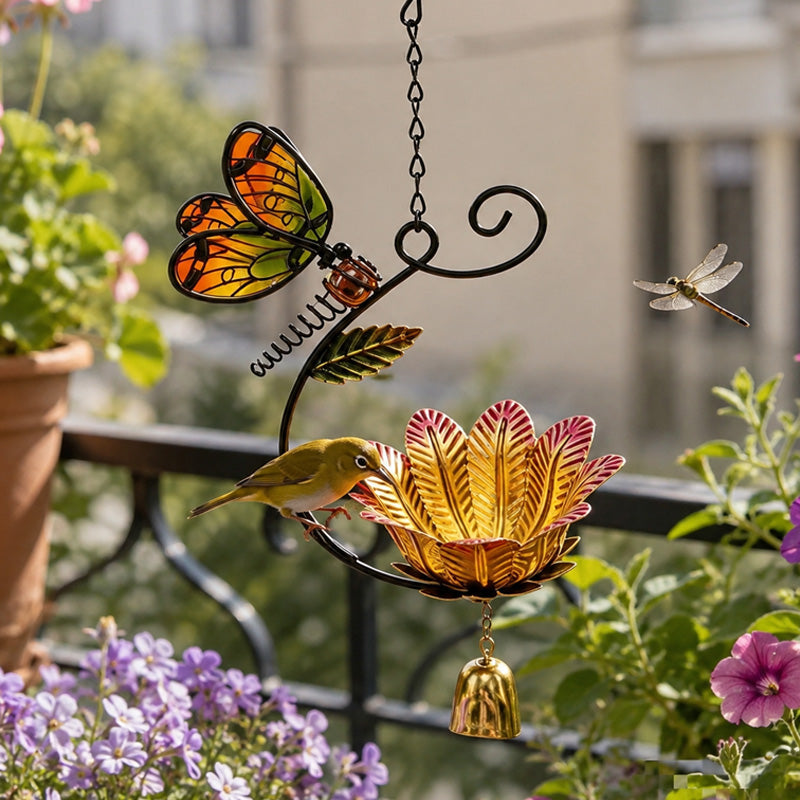 🦋 Butterfly Bird‑Feeder Wind Chime 🌼 Whimsical Garden Hanging Decor