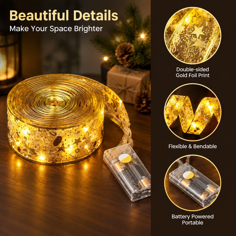 🎄 Christmas LED Ribbon Lights | Festive Glow for Your Holiday Tree