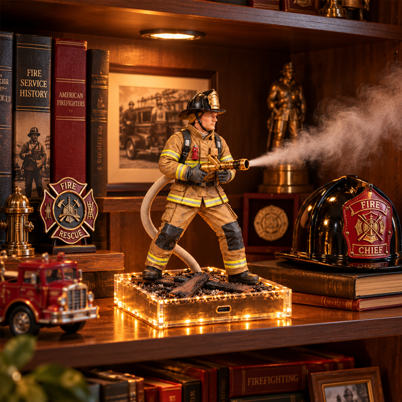 🚒 Firefighter Figurine Humidifier – Unique Decor Desk Mist Maker