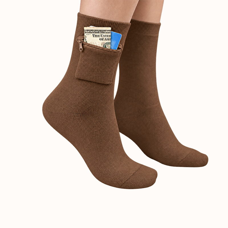 🧦 Hidden Zip Pocket Travel Socks | Discreet Secure Storage