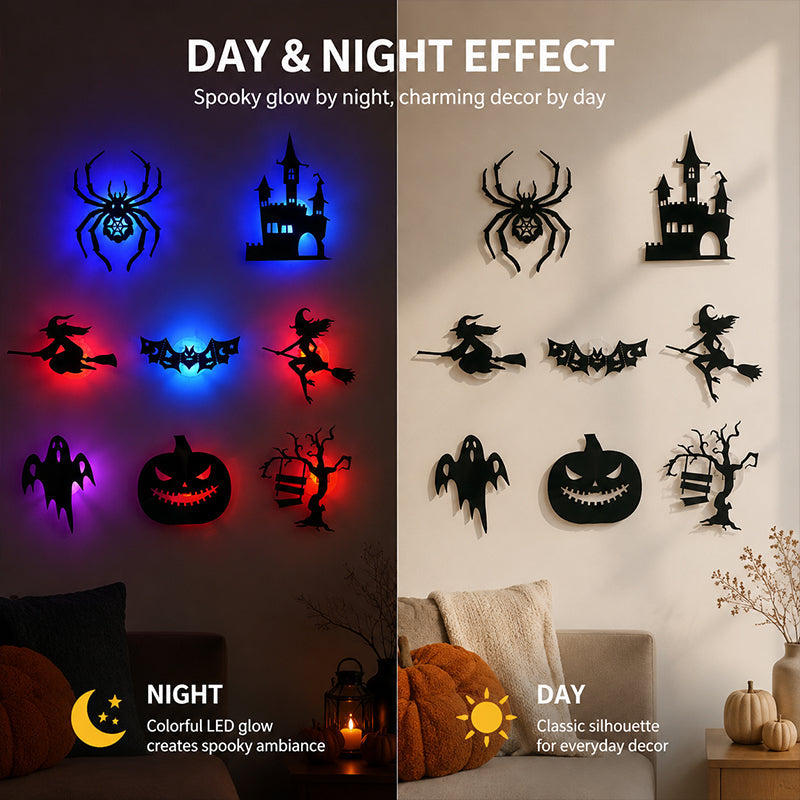 🎃🦇 Assorted Spooky Shape Halloween Backlit Wall Lights