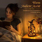 🌙 Glowing Starlight Witch Figurine｜Magical Spooky‑Cute Night Light Decor