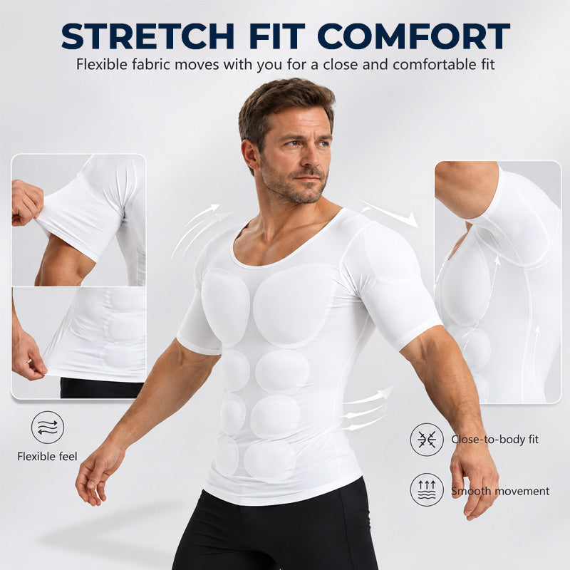 💪 Men’s Muscle Shaping T-Shirt — Instant Sculpted Torso Look!