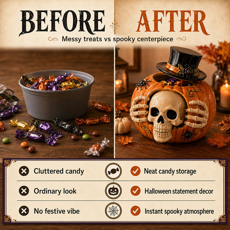 🎃🍬👻Trick-or-Treat | Skull Pumpkin Candy Jar