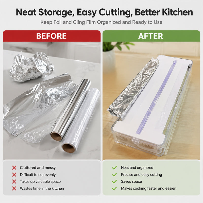 ✂️Kitchen Aluminum Foil Paper Plastic Wrap Storage Cutting Box