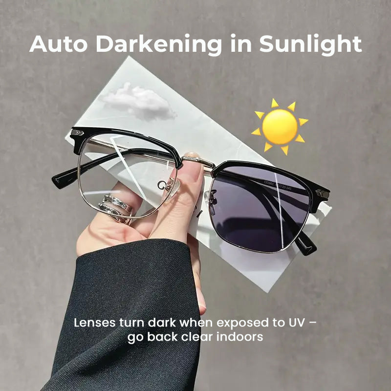 👓Photochromic Glasses – Auto Darkening, UV400 &amp; Blue Light Blocking
