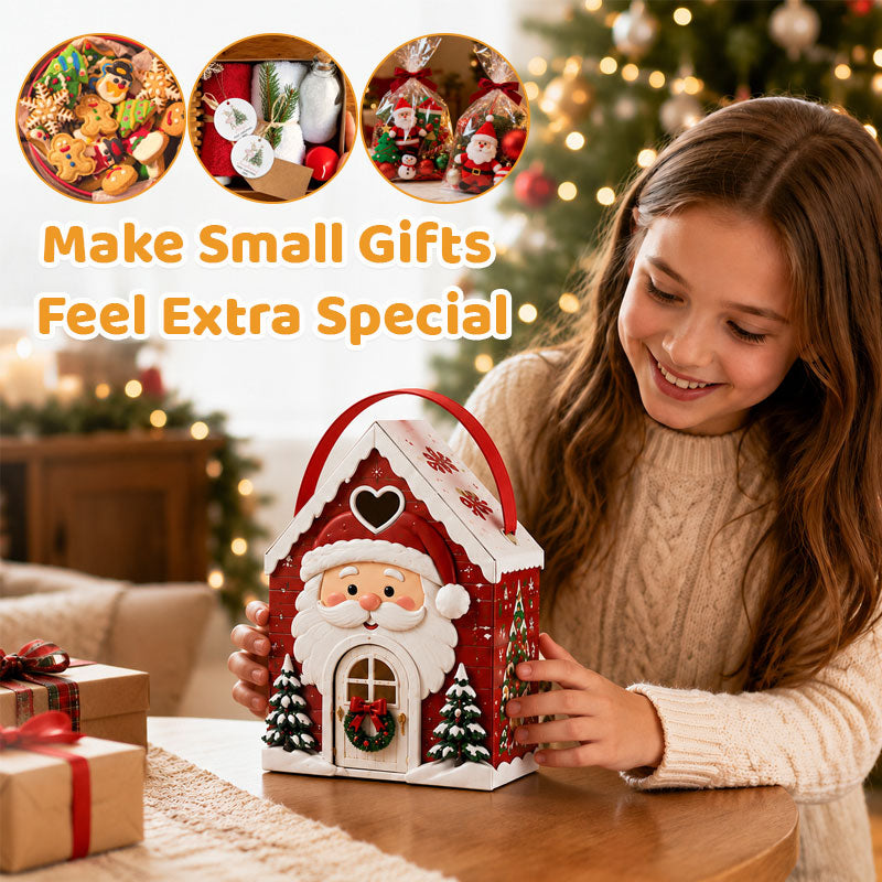 🏠 Christmas Cottage Handle Gift Box – 3D House‑Shaped Festive Packaging For Small Treats