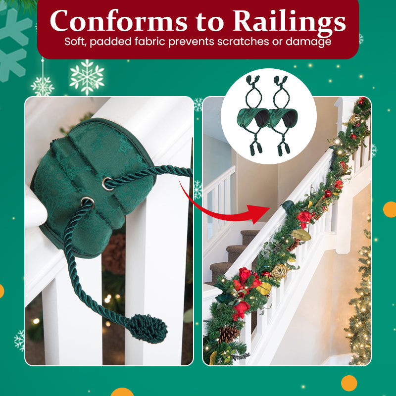 🎀 Reusable Soft Fabric Banister Garland Ties – Scratch‑Free Holiday Stair Decoration