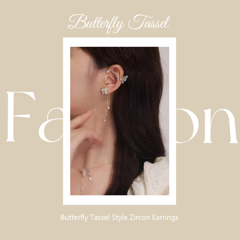 ✨🦋Butterfly Tassel Style Zircon Earrings