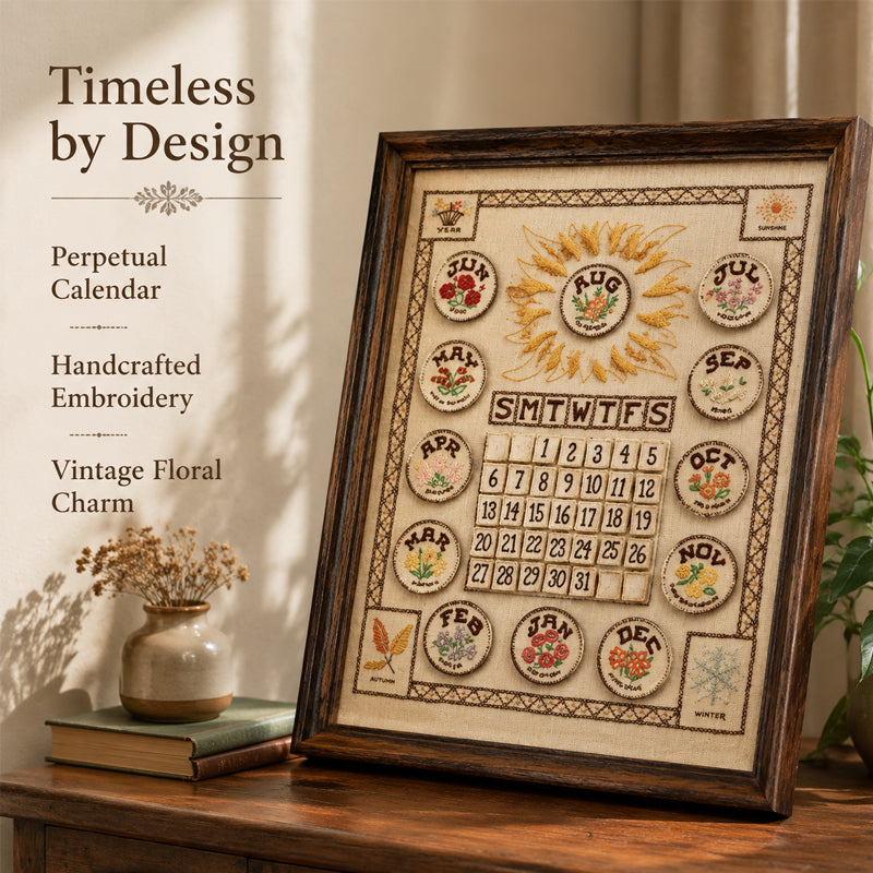 📅Hand-Embroidered Perpetual Calendar Wall Art