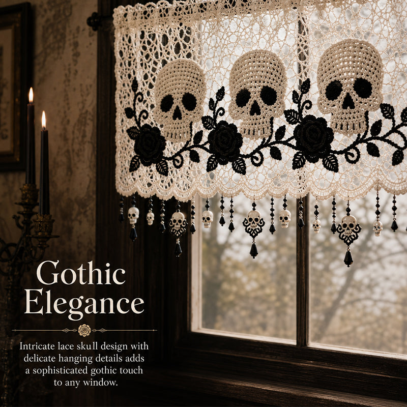 💀 Spooky Elegance Skull  Valance Curtain 🌹