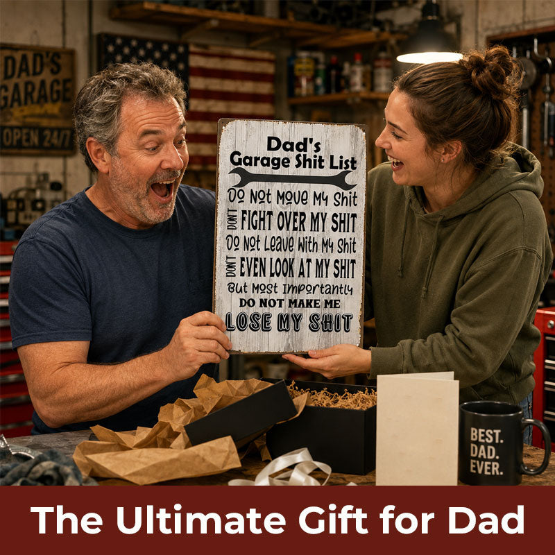 Dad's Garage Shit List Metal Sign🔧✨