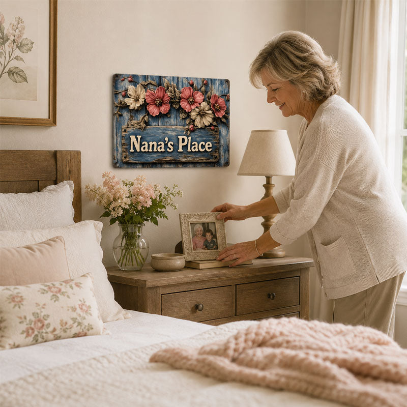 🌸Welcome to Nana's Place: Charming Floral Garden Sign & Home Accent