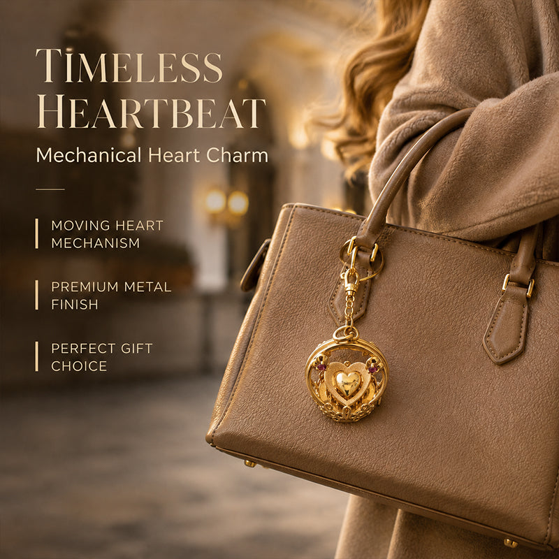 💛 Vintage Gear‑Style Heart Charm Necklace