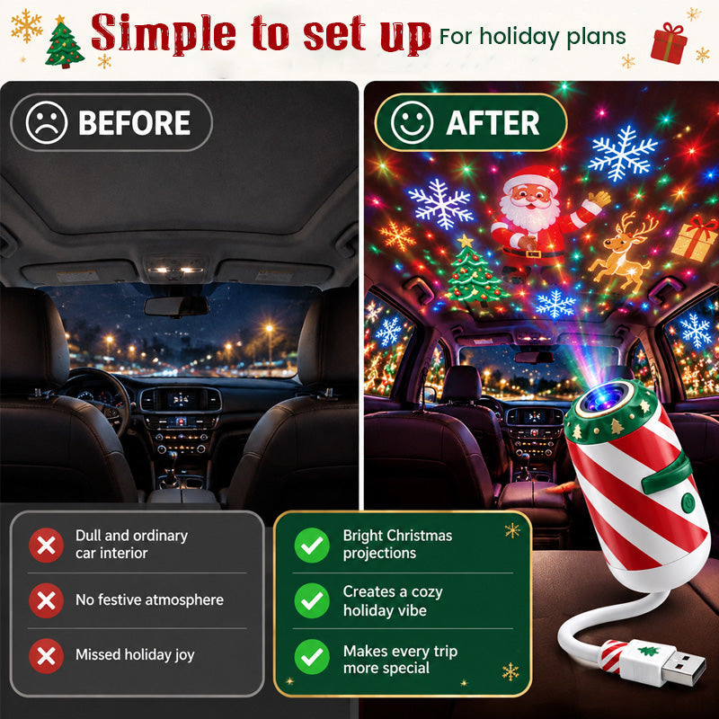 🎄Christmas Car Projection Light | Festive Holiday Projector for Vehicle & Home