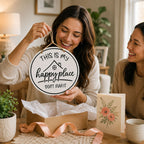🏡✨Happy Place Round Sign – Farmhouse Garden Decor